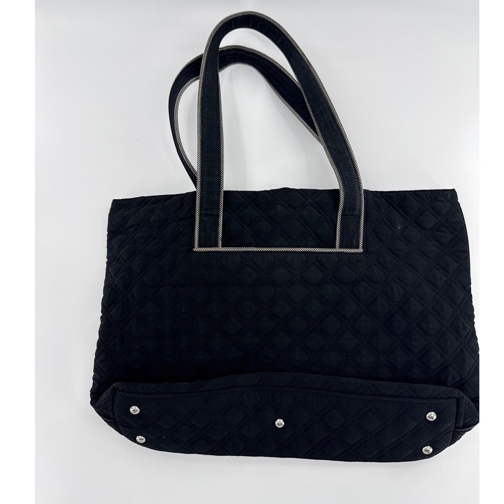 Vera Bradley Black Quilted Microfiber Tote Bag Women Large(Light wear on front) - Picture 6 of 11